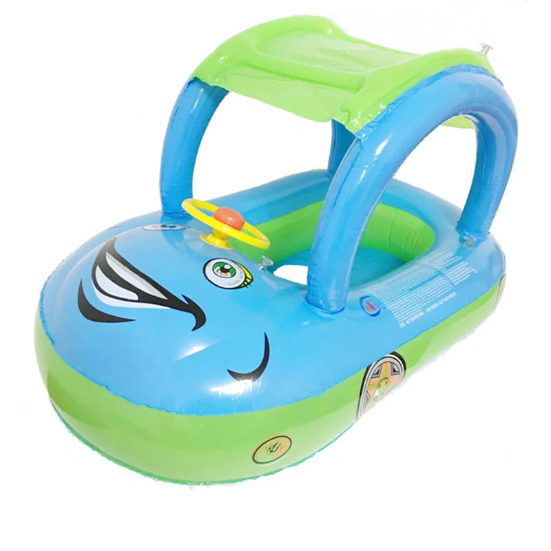 Inflatable Children Float Seat Boat Baby Swimming Ring With Awning Car