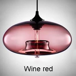 Простой современный подвесной светильник 6 цветов со стеклянным шаром, подвесные светильники e27/e26 для кухни, ресторана, кафе-бара - Цвет корпуса: Бургундия