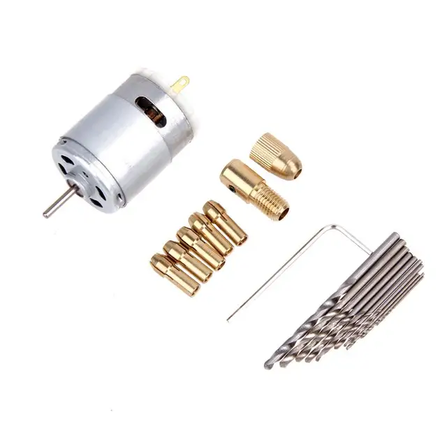 Mini 12V Motor Micro DIY Electric Hand Drill PCB Press Drilling&0.5-3.0mm Twisit Drill Bits Set Rotary Tool&Keyless Brass Chucks