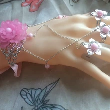 Новое Розовое Эротическое с бисером горный хрусталь цветы перчатки для принцессы, для девочек танцы вечерние представление леди цепь браслет перчатки