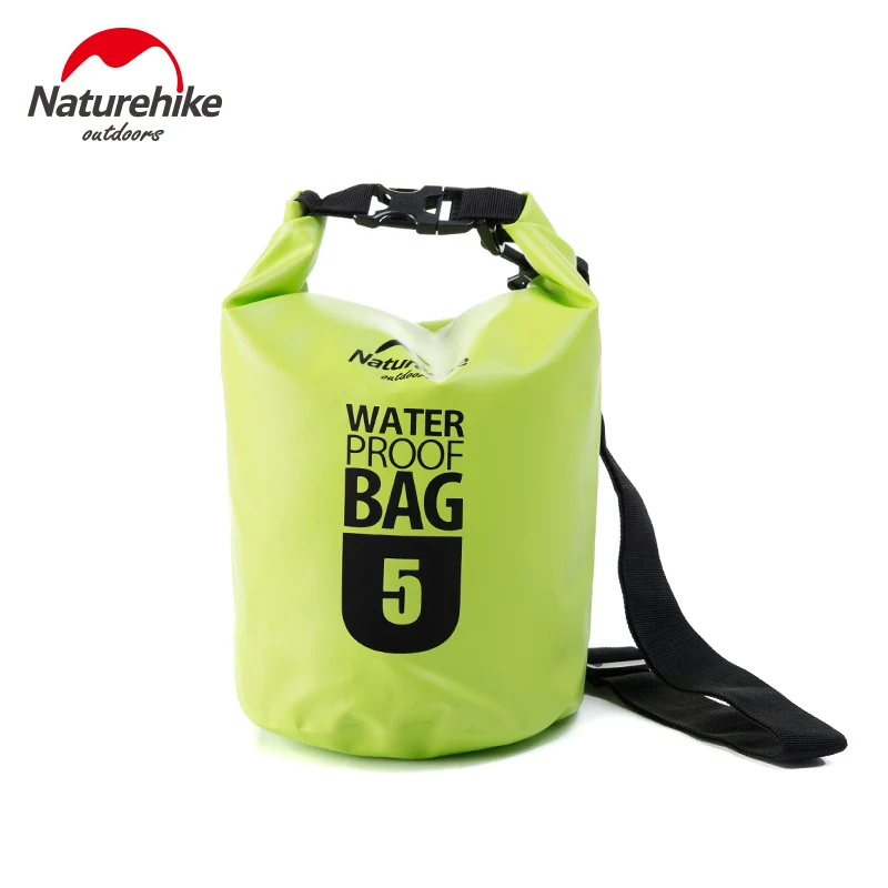Naturehike баррель-образный брезент речной поход Дрифтинг уплотнение Рафтинг сумка для воды Водонепроницаемая водонепроницаемая сумка Открытый 5L/10L/20L - Цвет: Green 5L