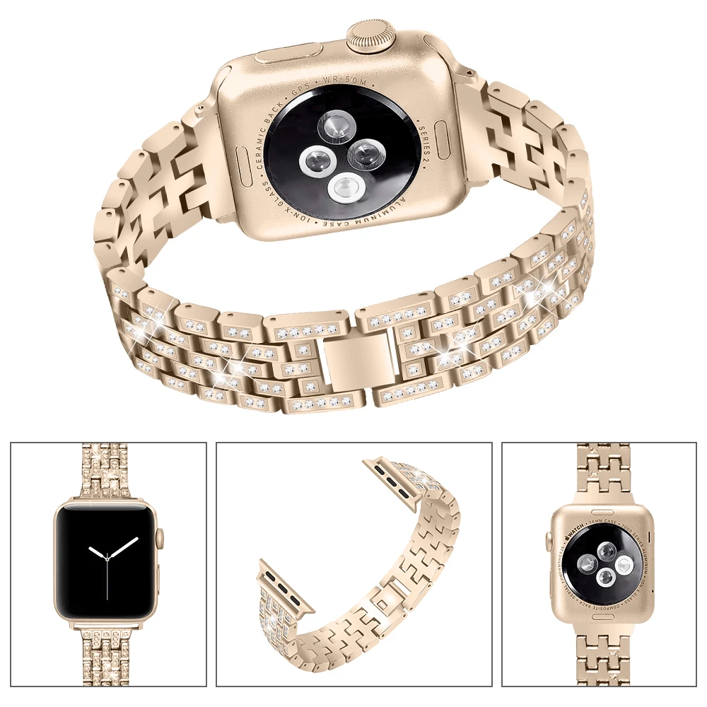 Женский блестящий браслет JOYOZY для Apple Watch 38 мм/40 мм регулируемый ремешок из