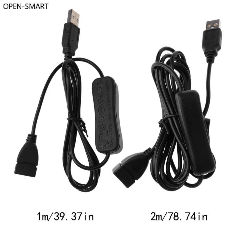 

OPEN-SMART USB Extension Cable 1M/2M ON OFF Switch for PC USB Fan LED Lamp Charger Raspberry Pi