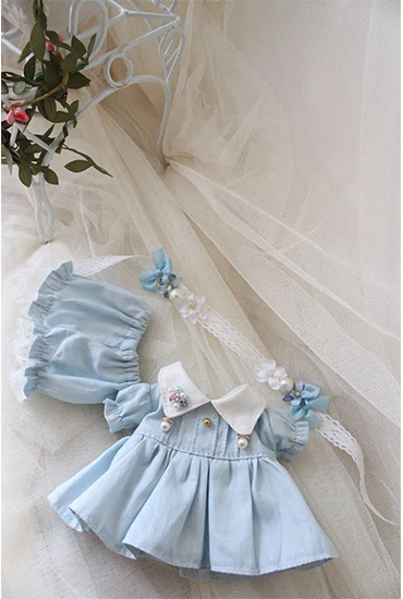 Doll clothes 1/4 1/6 doll dress pink blue color summer dress for 1/6 1/4 BJD SD doll accessories dress+hair bind+pumpkin pants