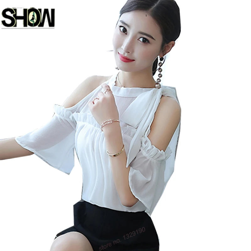 Pink Bowknot Design Bateau Flared Sleeves Blouses