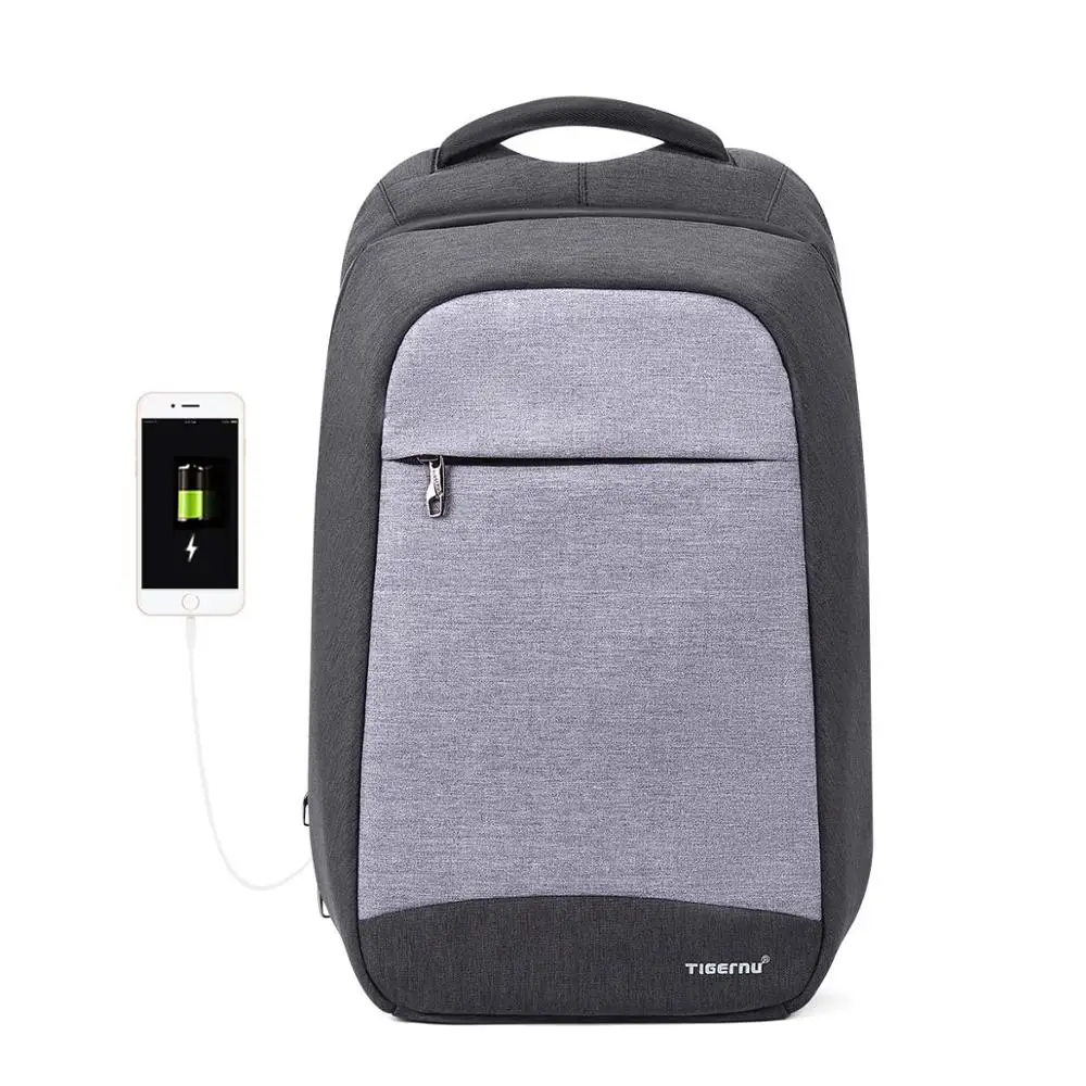 Tigenu рюкзак женская мода унисекс ноутбук Противоугонный рюкзак досуг простой стиль школьные сумки для девочек-подростков - Цвет: Black Grey