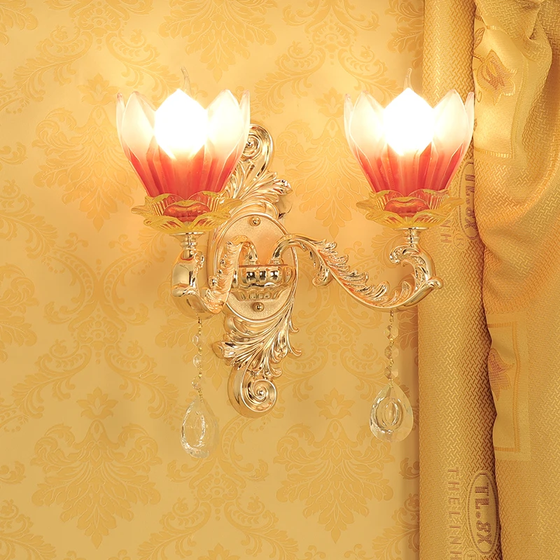 

European-style wall lamp living room bedside lamp Nordic living room crystal wall lamp staircase aisle corridor LED wall lamp