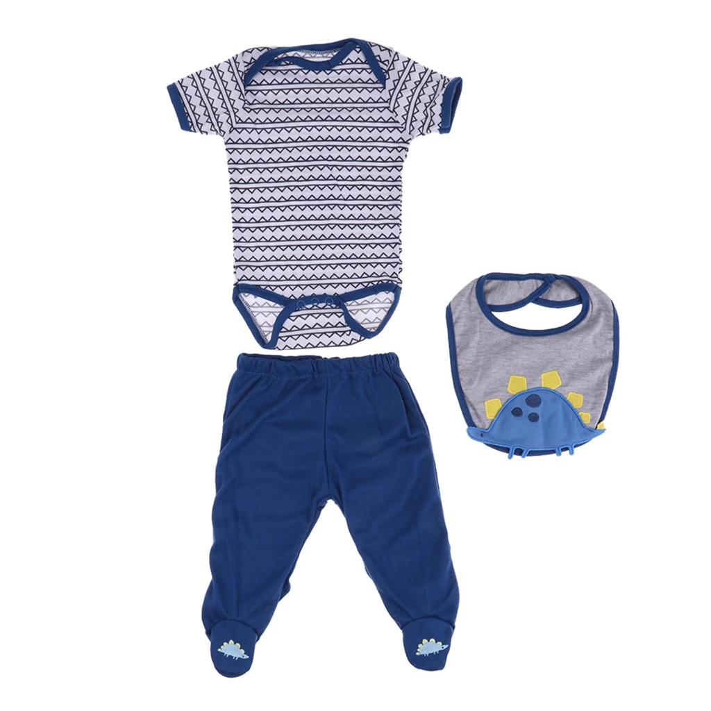 Fashion Doll Clothes and Bibs Garment Handmade Romper Pants & Bib For 20-22inch Newborn Dolls Baby Accessory