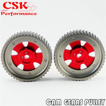 

2Pcs Cam Gear Pulley Kit Fit For Mitsubishi Lancer EVO 1-9 ECLIPSE DSM 4G63 RED