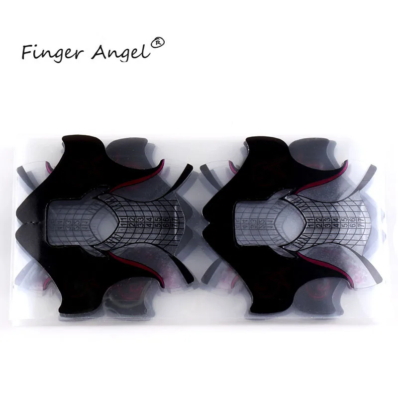 Finger Angel 50/100/500 шт. дизайн Пластик черные волосы Форма формы для наращивания ногтей советы инструмент для маникюра(гель-XK001