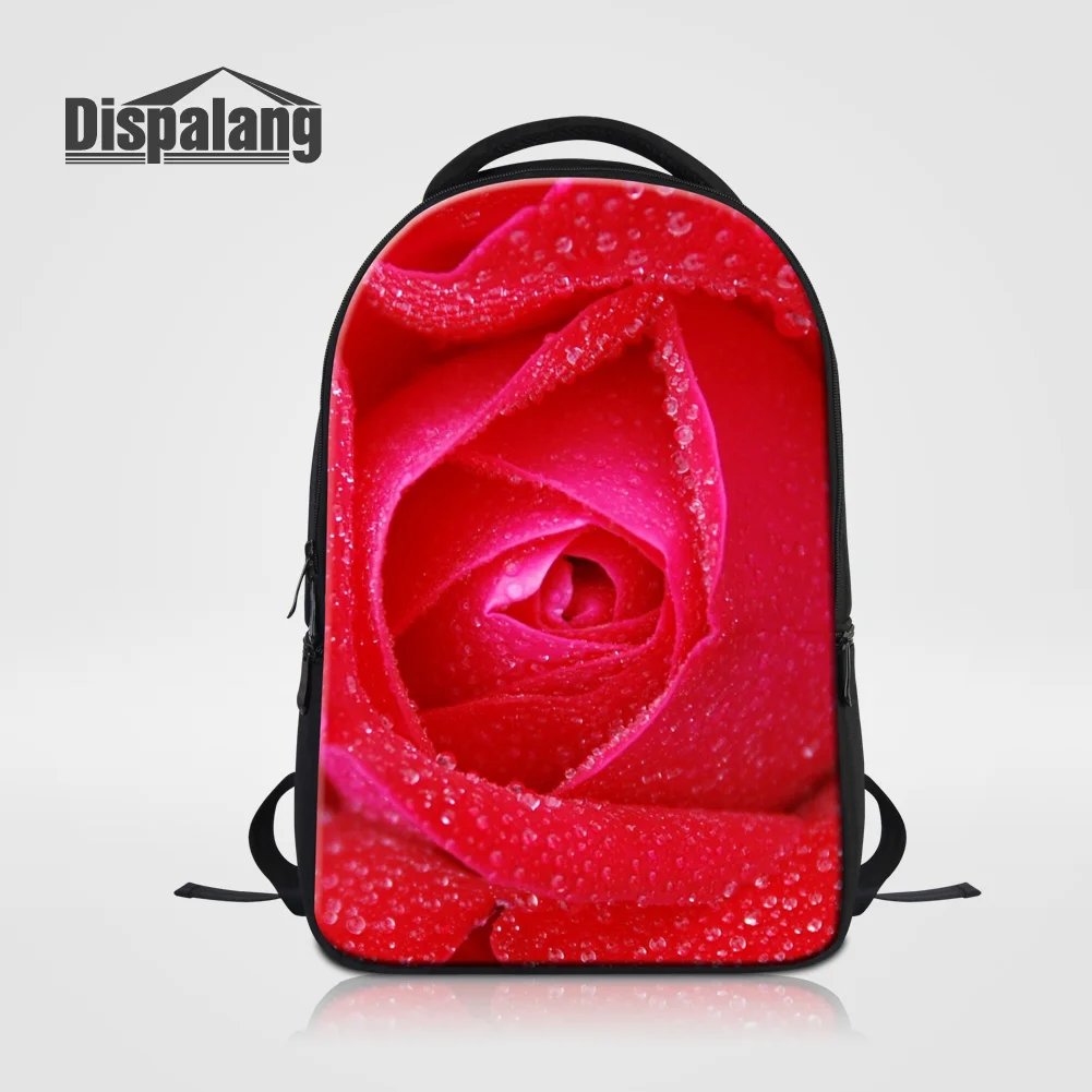 Dispalang Rose Flower Printing Bagpack For High School Women Outdoors Travel Rucksack Ladies Daily Back Pack