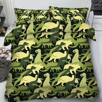 

3/4 Pieces Dinosaur Bedding For Boys And Girls Twin Size Cotton Microfiber Duvet Cover Set (Dinosaur)Cartoon Series Bedclothes