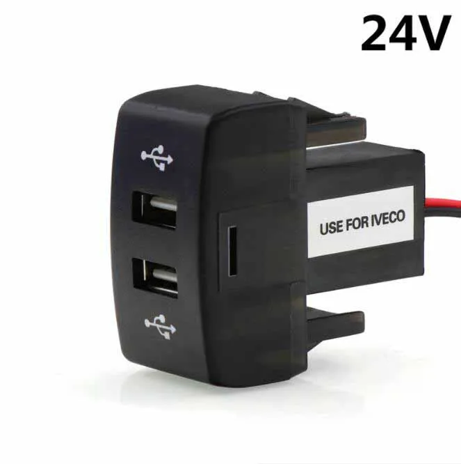 

DC24V Dual USB Car Charger 5V 2.1A/2.1 Power Socket for Smart phone Ipad Iphone Use for IVECO Stralis, Hi-way, Eurocargo