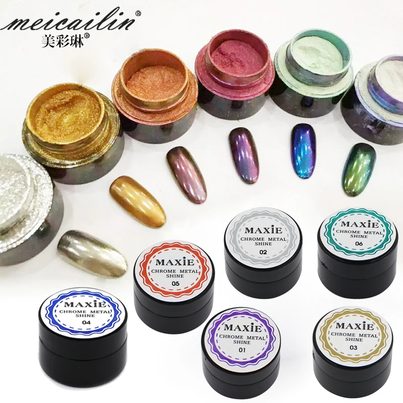 2016 New 6 Color Nail Glitter Powder Shinning Mirror font b Eye b font Shadow font