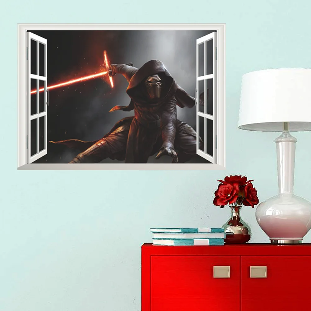 

False window Star War movie windo woriginality home decor sticker kids children room decal removable boy gifts waterproof