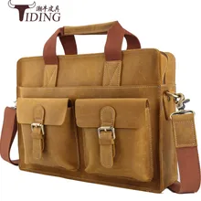 Для мужчин портфель из натуральной кожи урожай бренд деловой человек сумки Для мужчин Crazy Horse Пояса из натуральной кожи посланник bag2017
