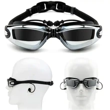 Eyewear Pool-Glasses Swimming-Goggles Swim-Cap Myopia Professional Optical Anti-Fog Adult