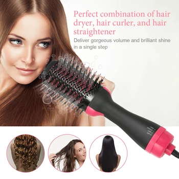 

Multifunctional Hair Dryer & Volumizer Salon Hot Air Hair Brush Roller Comb Negative Ions Hair Dryer Curler Straightener