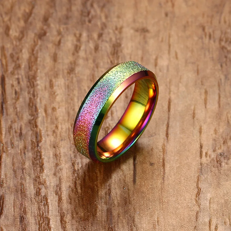Meaeguet-Trendy-Stainless-Steel-Rings-For-Women-Men-Simple-Rainbow-Frosted-Ring-Jewelry-6MM-Wide-USA (2)