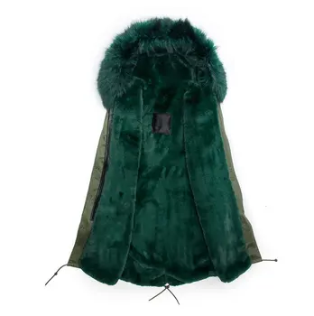 

Wholesale fashion faux fur jacket emerald green color with fur collar