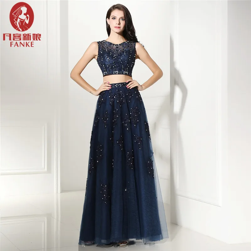 Elegante Donne Abito Da Sera Lungo Due Pezzi Una Linea Sheer Torna Applique  Del Merletto Blu Da Sera Formale Vestiti Da Partito di Promenade|prom  gown|dresses prom gownsevening dress - AliExpress