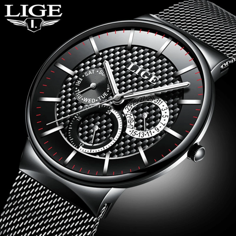 

LIGE Brand Men's Watches Men Dress Quartz Watch Men Steel Strap watch Male Ultra-thin Ultra Clock Relogio Masculino Reloj Hombre