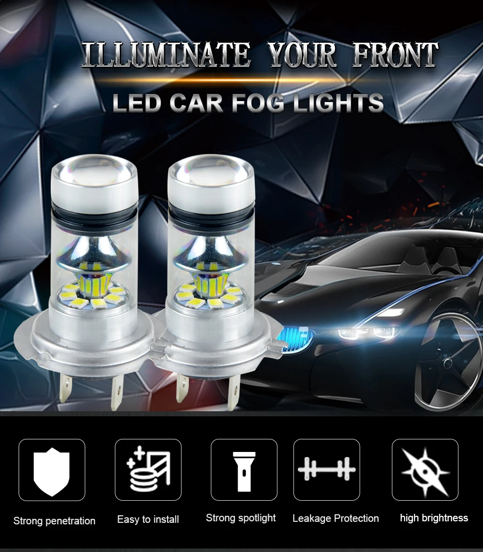 AcooSun H11 H8 LED Car Fog Lamp H1 H3 H10 9005 HB3 9006 HB4 PSX24W 12V 24V 1200Lm 4300K 6000K 8000K Auto Fog Light LED Voiture (1)
