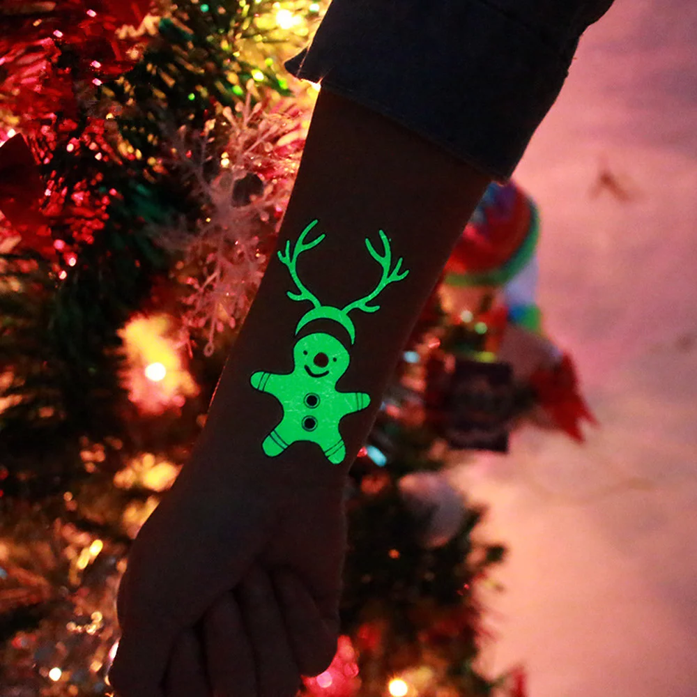 

New Year 2023 Temporary Luminous Christmas Tattoo Stickers Merry Christmas Decorations for Home Noel Navidad 2023 Xmas Gift,Q