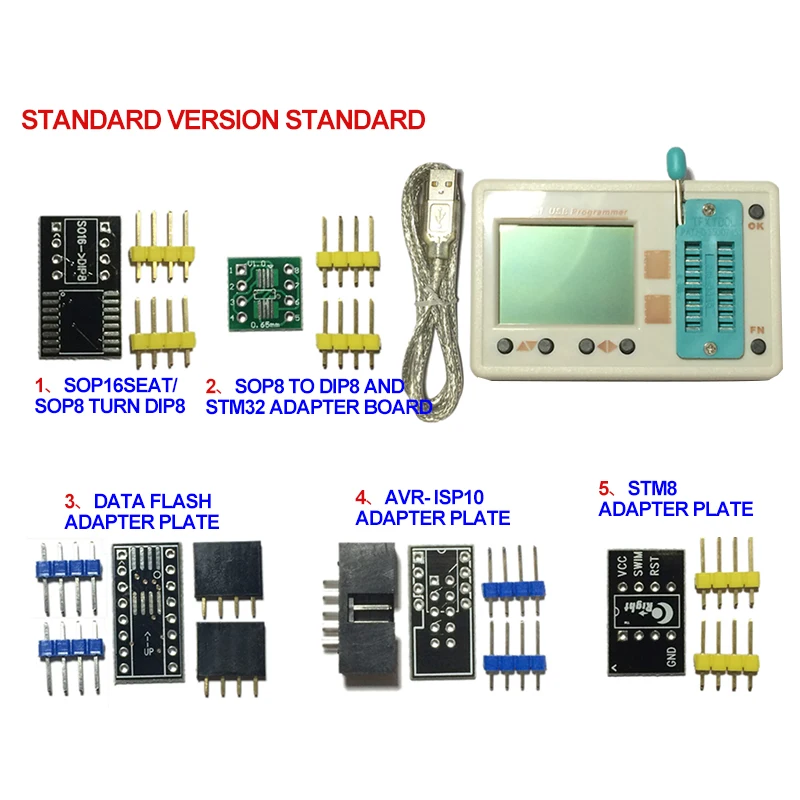 Автономный автоматический программатор USB высокоскоростной программатор EEPROM FLASH AVR STM32 STM8 Высокая точность английская версия для тестирования чипов