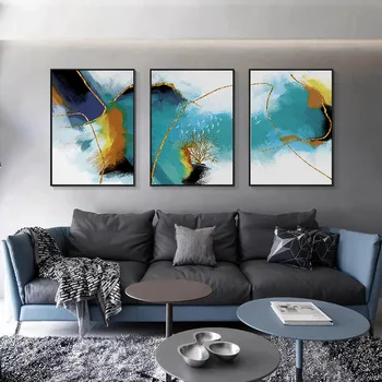 

Abstract living room decorative paintings sofa background oil painting modern minimalist triptych creative Nordic wall painting
