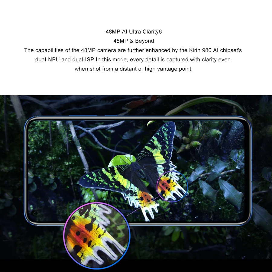 International Version Honor View 20 Mobile Phone 8GB 256GB 6.4" Kirin 980 Octa core 48MP 25MP 4000mAh 4G Android 9 Phone