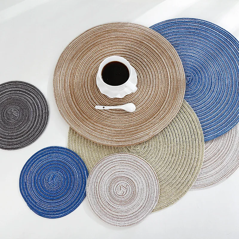 

Nordic Round Table Mat Anti-mite Insulated Coasters Placemats Linen Ramie Placemate Kitchen Tool
