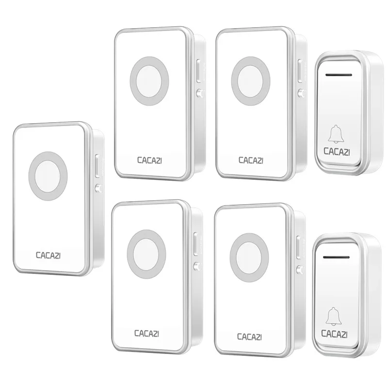 

CACAZI Smart Wireless Waterproof DoorBell 38 Rings 3 Volume AC US EU Plug Battery Button Operated 300M Remote Home Calling Bell