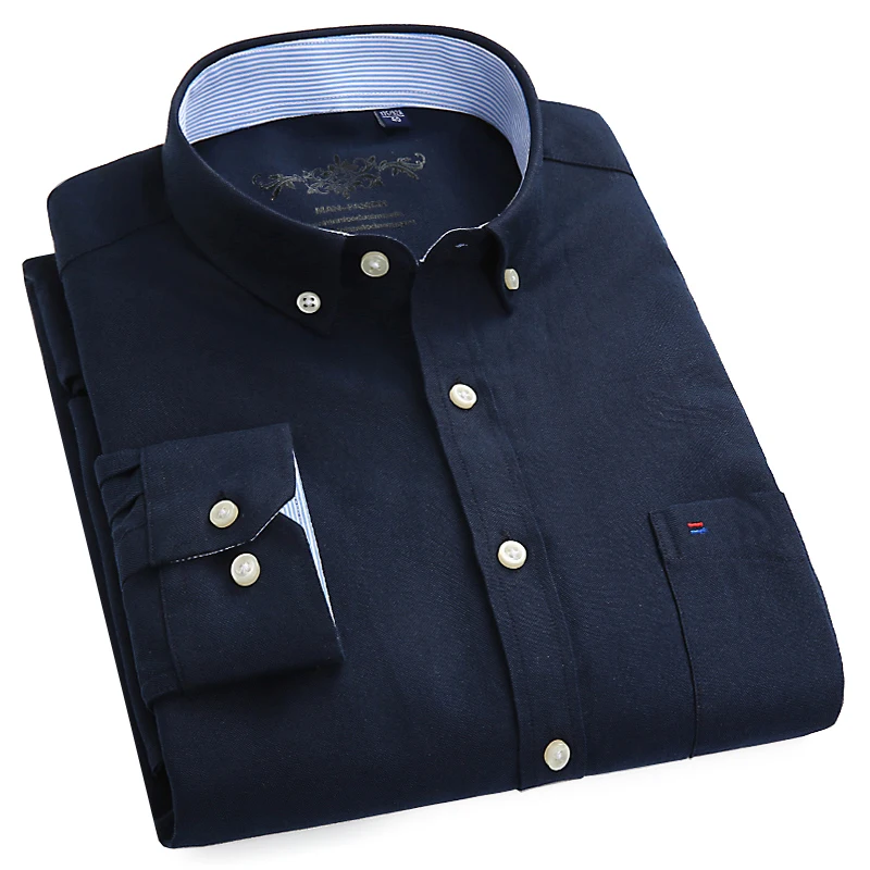 LANGMENG 2018 plus size 5xl Oxford Shirt Men Casual Shirts Long Sleeve Mens High Quality Slim Fit Dress 60% Cotton | Мужская одежда