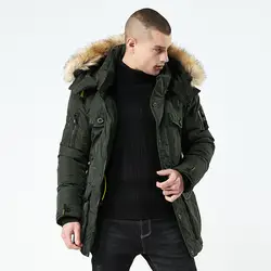 2019 зима новый стиль популярный бренд съемная аппликация с капюшоном длинное пальто мужская одежда куртки и пальто Мужская стеганая