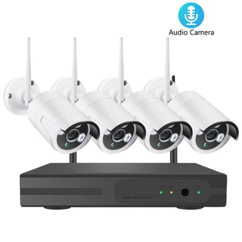

Wireless CCTV System 1080P Audio Record 2MP 4CH NVR Waterproof Outdoor WIFI CCTV Camera System Video Surveillance Kit