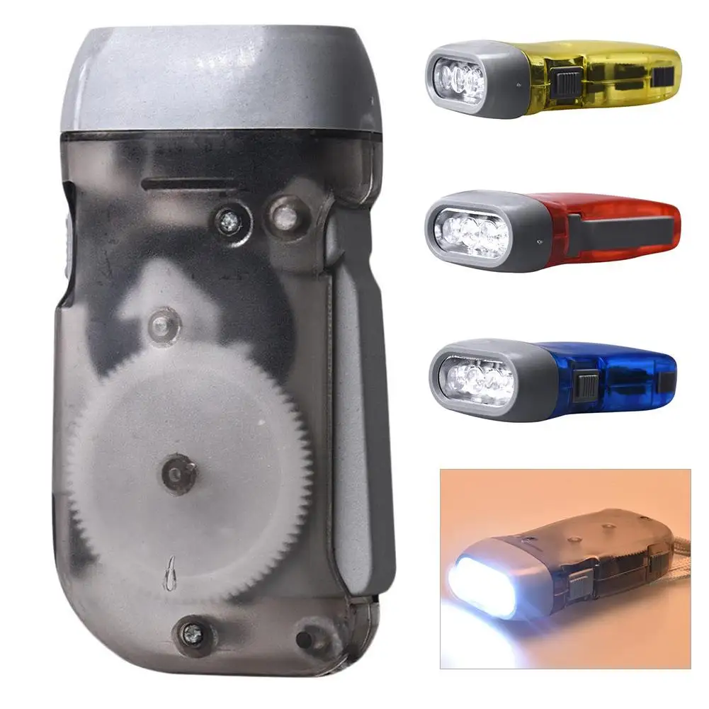 

3 LED Hand Press Flashlight Camping Hiking Emergency Manual Generator Torch Lamp Accessary