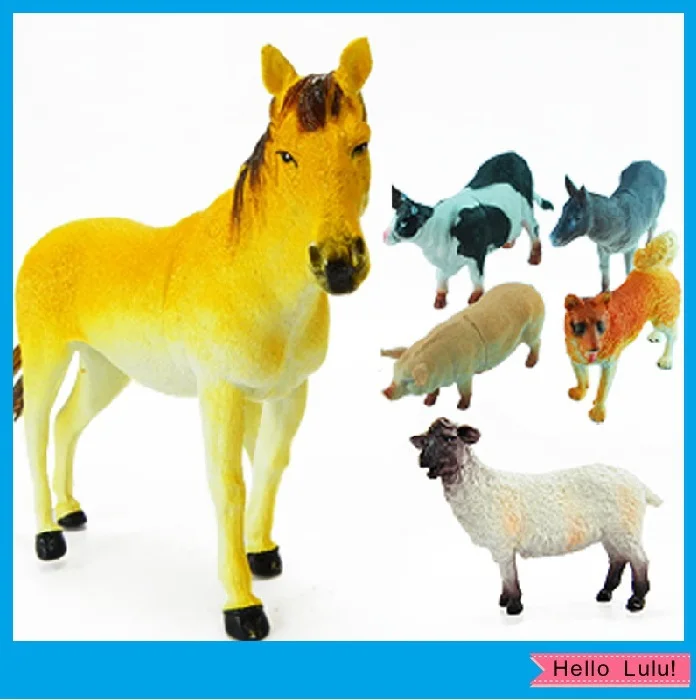6pcs a Set Farm Animal Horse/ Cattle/ Dog /Sheep/ Pig /Donkey