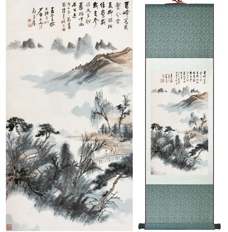 

Zhangdaqian Mountain and River painting Chinese scroll painting landscape art painting home decoration painting 0402020