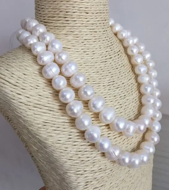 

double strands 12-13mm baroque south sea white pearl necklace 38inch14KGP