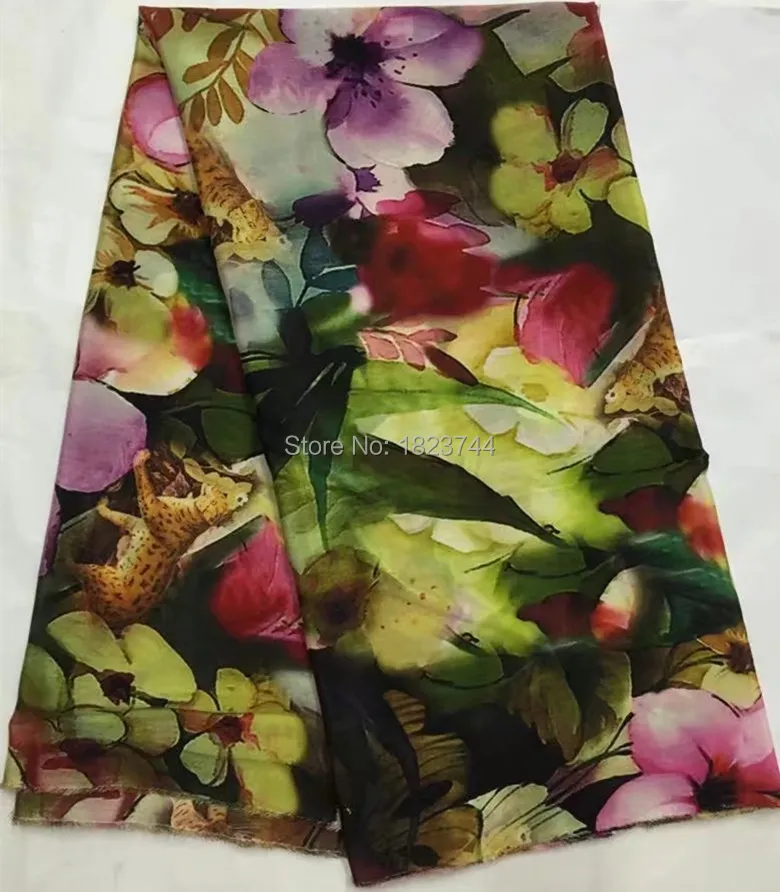 (5yards/lot) ASL7530-5 Lovely looking printed silk fabric for lady dress crepes crepe de chine CDC 12mm | Дом и сад