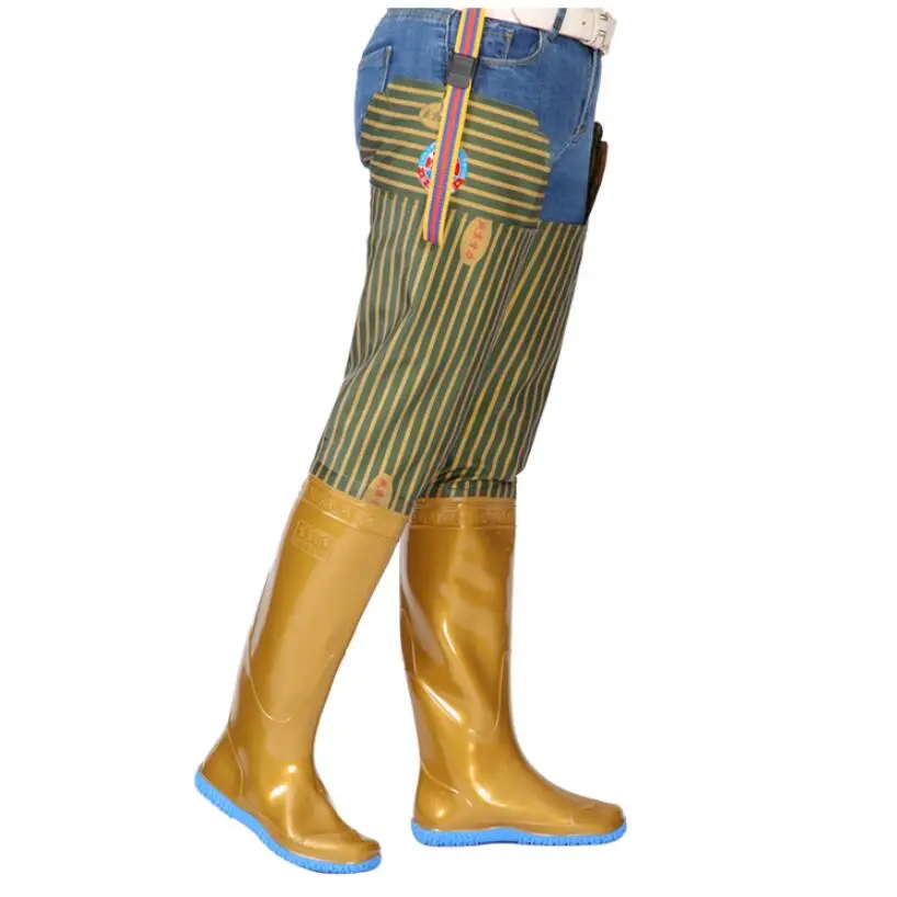 Женская и мужская непромокаемая обувь; непромокаемые штаны для рыбалки; высокие непромокаемые сапоги; водонепроницаемые сапоги в полоску; Цвет Синий