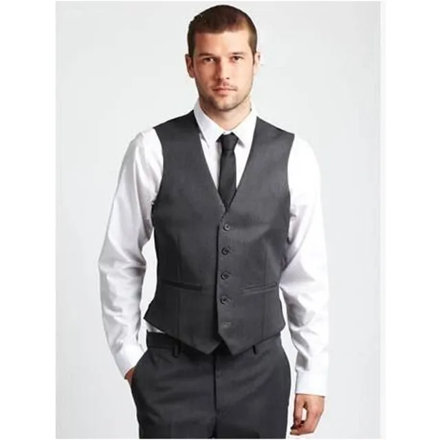 Dark Grey Vest Pants Men Suit Set Dress Vests For Men Best Man Groom