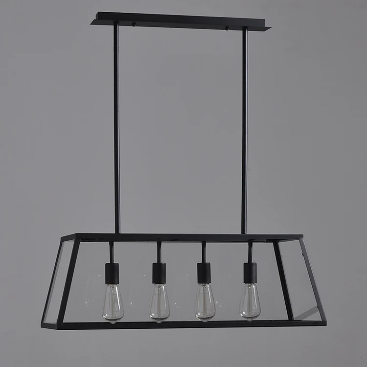 Ems Shipping Vintage Chandelier Iron Matte Black Body Clear Gl Ems Shipping Vintage Chandelier Iron Matte Black Body Clear Gl Shade Hanging Light For Living Room In Pendant Lights From Lighting