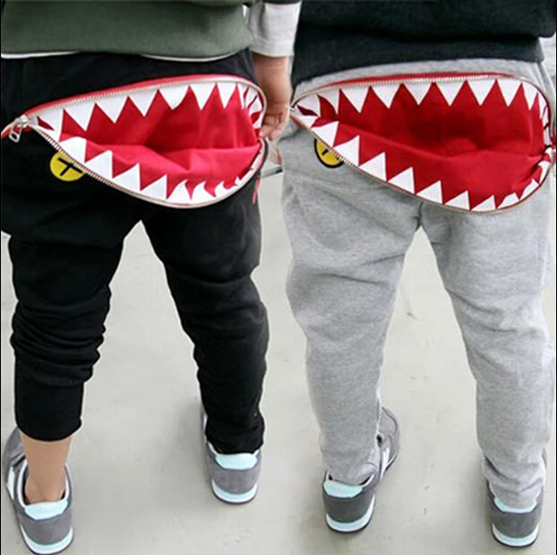 2017 winter children's clothing boys pants shark thicken