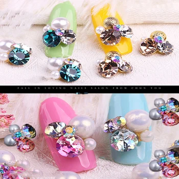 

50pcs/set Multi-color Fancy Metal Jewelry Charms 3D Flower Pattern Charms Rhinestone DIY Nail Art & Phone Jewelry JE206-221