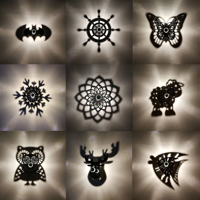 

Amroe Cartoon E27 LED Wall Lamp Animal Owl Projection Shadow Flower BAT Night Light Warm Blub Home Decor Warm Lighting Xmas Gift
