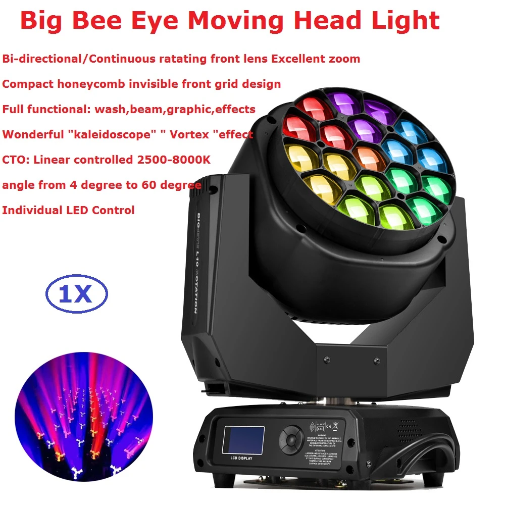 Equipo de iluminación profesional para escenario, luces LED de cabeza móvil, Ojo de abeja grande, 19x15 RGBW, cuatro colores, 100 240V|professional stage lighting equipment|lighting equipmentstage lighting - AliExpress