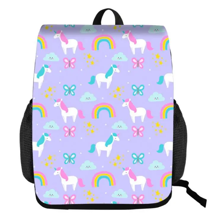 photo color Мультфильм Единорог печатных школьный рюкзак для подростка Drawstring Deisgn женский путешествия холщовый рюкзак леди - Цвет: photo color