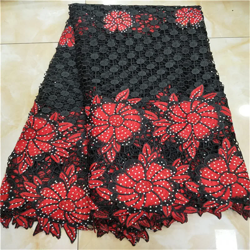 red guipure lace fabric